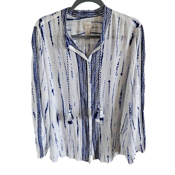 Chico's Tops - Chico's Woman SZ XL (chico 3)Button Up Blouse Tasseled Bohemian Hippie Casual